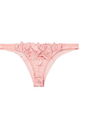FLEUR DU MAL Lily embroidered lace and stretch-tulle briefs