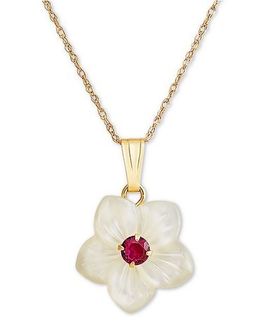 Macy's Mother-of-Pearl & Lab-Created Ruby Necklace