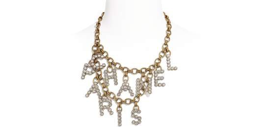Necklace, metal & strass, gold & crystal - CHANEL