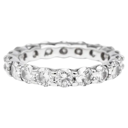 3mm Estate 2.25cts Round Cut Diamond 18K White Gold Eternity Wedding Band Ring