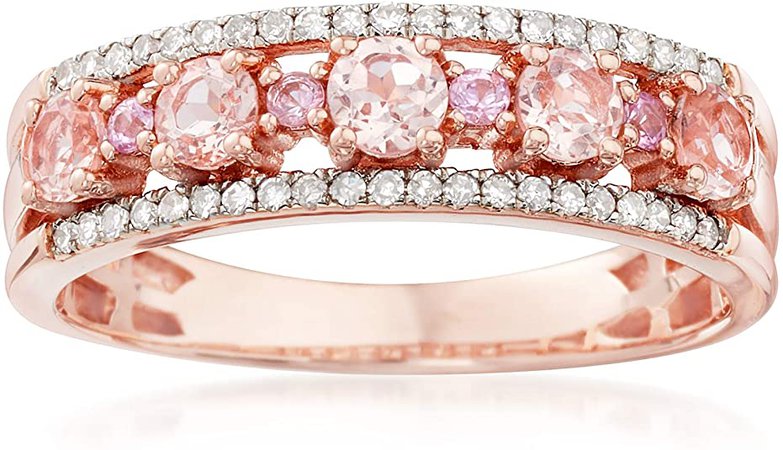Amazon.com: Ross-Simons 0.45 ct. t.w. Morganite Ring With Diamonds and Pink Sapphires in 18kt Rose Gold Over Sterling: Jewelry