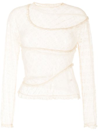 Yuhan Wang Sheer Floral Embroidered Blouse - Farfetch