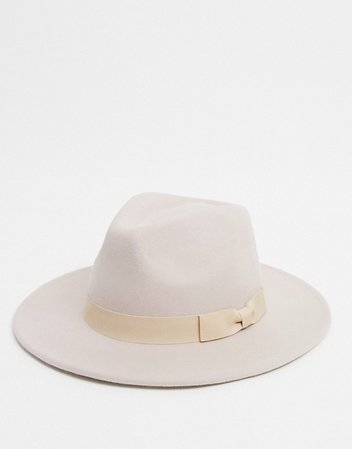 ASOS DESIGN felt fedora hat in camel with matching band | ASOS