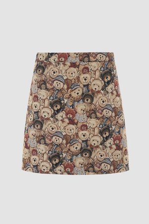 Bear Pattern Mini Skirt | Cider
