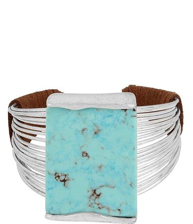 Robert Lee Morris Soho Turquoise & Suede Multi-Row Cuff Bracelet