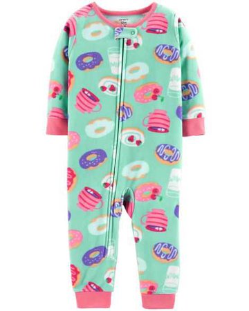 Baby Girl 1-Piece Donut Fleece Footless PJs | Carters.com
