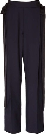 Bow-Accented Wool Pants