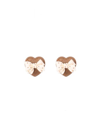 Bow On Heart Chocolate Earrings - Cider