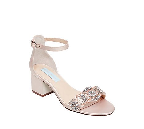 Nude and diamond block heel dress sandal