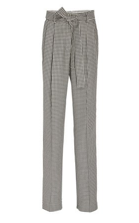 Simone Belted Houndstooth Wool Tapered Pants