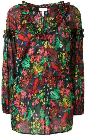 ruched waist floral blouse