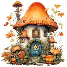 orange mushroom fairy house