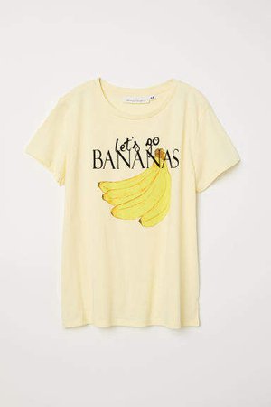 T-shirt with Printed Design - Yellow