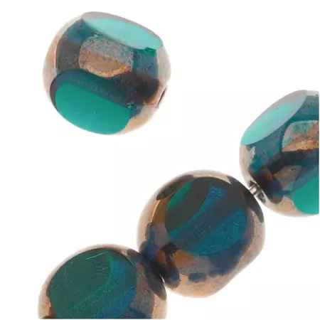 Czech Glass Triangular Table Cut Window Beads 8mm Teal/Bronze (1 Strand) — Beadaholique