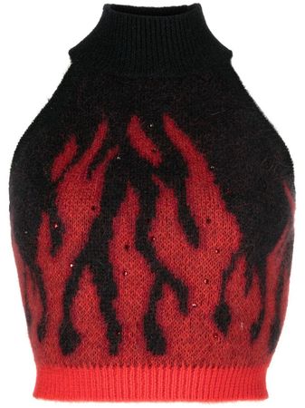 Alessandra Rich intarsia-knit Sleeveless Cropped Jumper - Farfetch