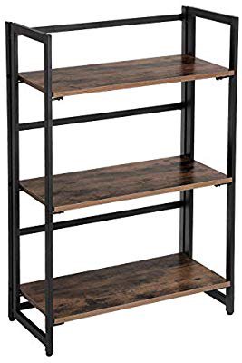Amazon.com: VASAGLE Industrial Bookcase, 3-Tier Folding Ladder Shelf, Portable Storage Rack Shelf, Easy Assembly Wood Look Accent Furniture with Metal Frame for Home Office, Vintage ULLS66X: Kitchen & Dining