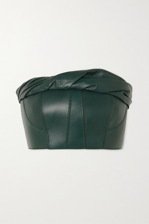 Green Gathered leather bustier top | Givenchy | NET-A-PORTER