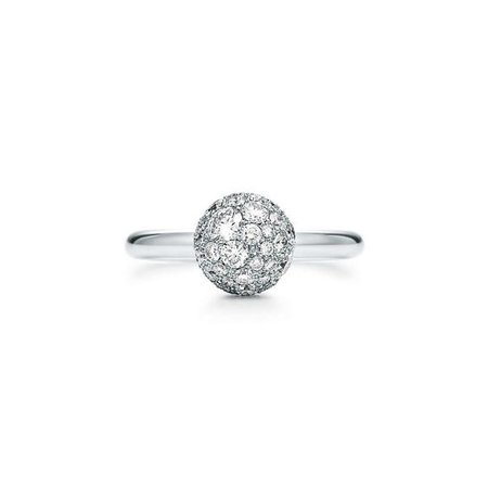 Tiffany HardWear ball ring in 18k white gold with diamonds. | Tiffany & Co.
