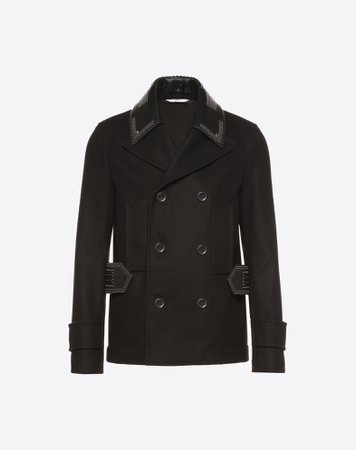 Double-breasted Star Punk peacoat for Man | Valentino Online Boutique
