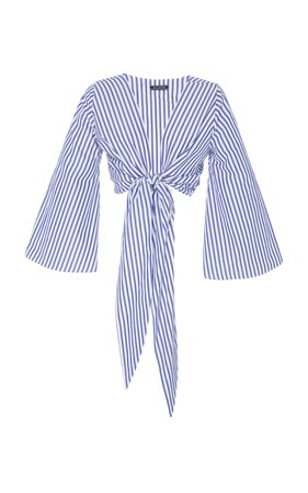 MDS Stripes- Everything Tie-Front Cotton Top