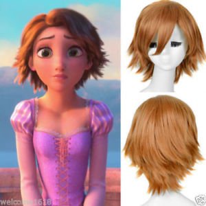 Disney Princess Rapunzel Tangled Cosplay Short Pixie Brown Full Wigs Wig | eBay