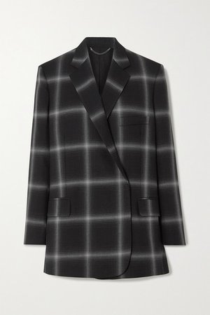 Oversized Checked Wool-twill Blazer - Black
