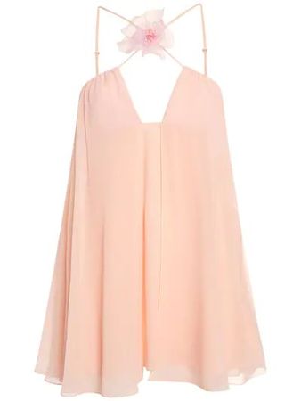 Nensi Dojaka - Silk georgette flower frill mini dress - Pastel Pink | Luisaviaroma