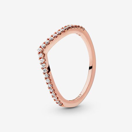 Sparkling Wishbone Ring | Rose Gold | Pandora Canada