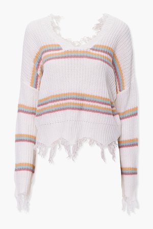 Frayed Stripe Sweater | Forever 21