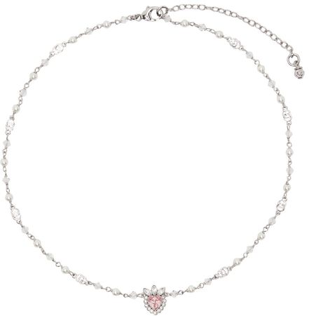 Gucci: Silver & Pink Lovelight Necklace | SSENSE