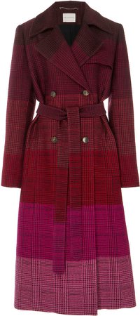 Degradé Prince Of Wales Wool-Blend Trench Coat