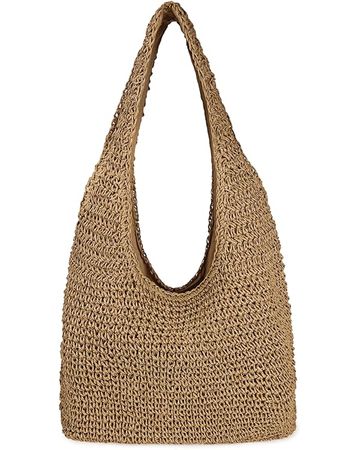 Amazon.com: Women Large Straw Beach Bag Handmade Woven Shoulder Bags Hobo Tote Handbag Purse for Summer (Khaki) : Clothing, Shoes & Jewelry