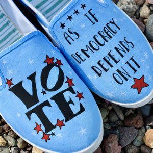 Get Out the Vote Shoes // Hand-Painted Custom Canvas Slip-Ons | Etsy