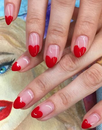 red heart tip nails