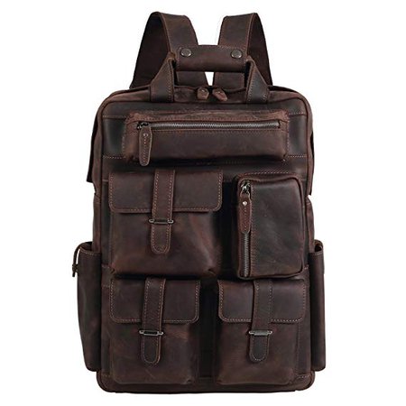 Texbo Full Grain Cowhide Leather Laptop Backpack