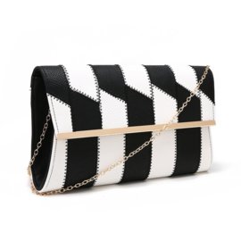 Long patchwork clutch bag ~ black, white | BAGS | TOUTESTBELLE