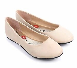 Details about Nude Slip On Only Youth Round Toe Girls Ballet Flats Faux Leather Kids Shoes
