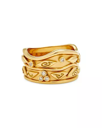 Temple St. Clair 18K Yellow Gold River Wave Band with Diamonds | Bloomingdale's