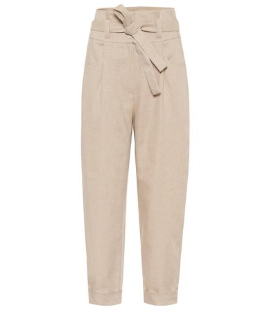 BRUNELLO CUCINELLI High-rise cotton and linen pants