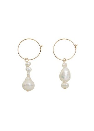 MANGO Natural pearl hoop earrings