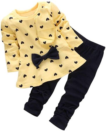 Amazon.com: Avidqueen Adorable Cute Toddler Baby Girl Clothes Set Long Sleeve 2pcs Outfits Fall Clothes (Age(3T), 03 Yellow): Clothing