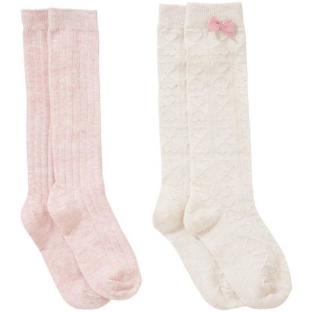 John Lewis Girl Woolly Boot Socks, Pack of 2, Cream/Pink
