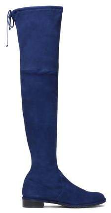 Bow-detailed Stretch-suede Thigh Boots