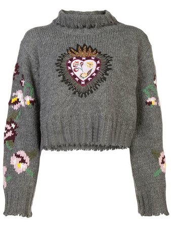 Cinq A Sept Heart Embroidered Sweater - Farfetch