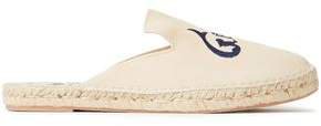 Embroidered Suede Espadrille Slippers