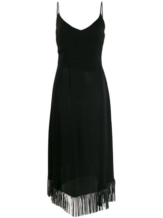 Black Just Cavalli Fringe Hem Midi Dress | Farfetch.com