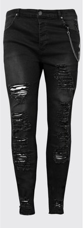 black distressed jeans