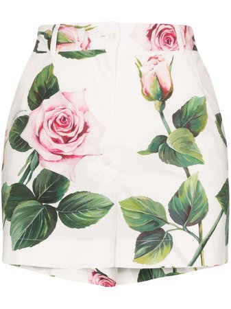Dolce & Gabbana Short Taille Haute à Fleurs - Farfetch