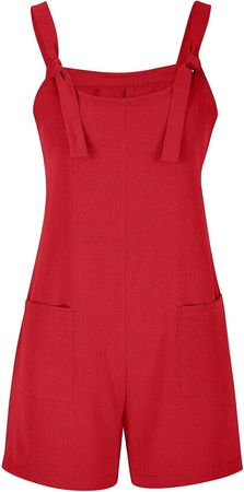 Amazon.com: Wtiqlky Summer Short Rompers for Women 2023 Casual Loose Sleeveless Tie Knot Strap Jumpsuits Overalls with Pockets Small Red : Clothing, Shoes & Jewelry