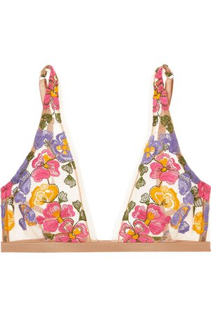 I.D. Sarrieri | Wonderland Delights embroidered stretch-tulle soft-cup triangle bra | NET-A-PORTER.COM